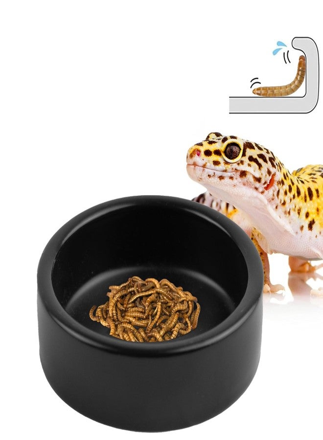 OMEM 2 Pack Black Ceramic Reptile Food and Water Dish Anti Escape Bowl for Bearded Dragons, Lizards, Geckos and Leopards (Large) - Image 4